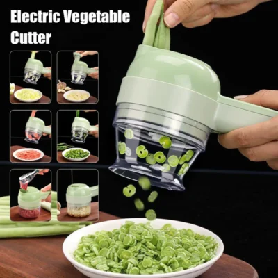 kf-S008c9b7afa3f4266b30cd8279f5c799an 4 IN 1 Electric Vegetable Cutter Food Peel Slicer Handheld Wireless Garlic Masher Food Chopper Meat Grinder Home kitchen Mincer