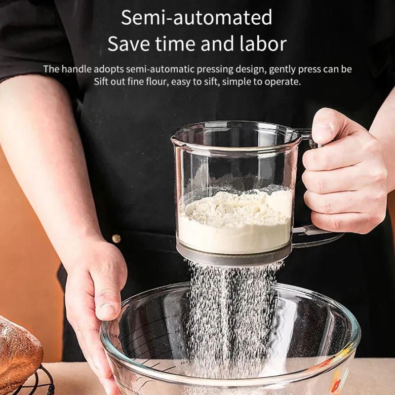 kf-S023eb92f00964e25904690a88bb3a6e9E Kitchen Baking Cake Flour Sieve 40 Mesh Semi-automatic Filter Sieve Flour Sieve With Capacity Scale