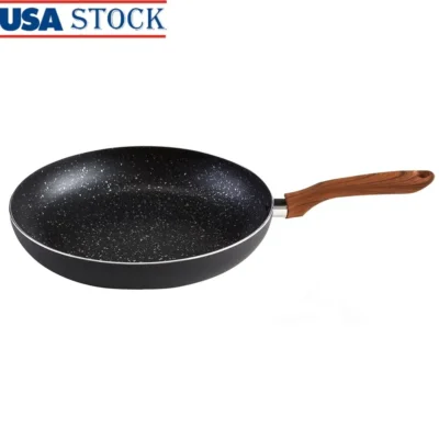 kf-S04479a0ce1374e3b845d6e0f23c3d8c7o Nonstick Fry Pan Aluminum Speckled Kitchen Cookware Ergonomic Wood Look Handle Easy Clean Multi-Purpose Cooking Essential