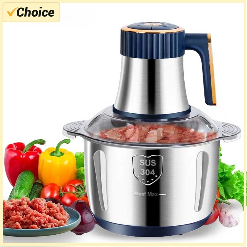 kf-S0c7678945a624792a0adbb4f7869f6189 5L Electric Meat Grinders Food Crusher Stainless Steel Multifunctional Vegetable Slicer Processor Chopper Kitchen Appliances