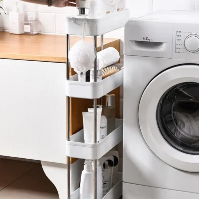 kf-S0f75b99230eb4eca9b732b1e952cbadfr 1pcs 3/4 Tier Rolling Utility Cart Storage Shelf Movable Gap Storage Rack Kitchen Bathroom Slim Slide Organizer Shelf Livingroom