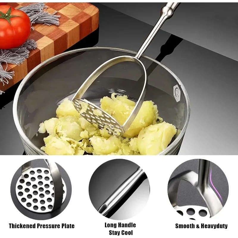 Stainless Steel Potato Masher, Professional Integrated Masher Kitchen Tool &/Potato Smasher,Perfect for Bean,Fruits,Avocado,Meat