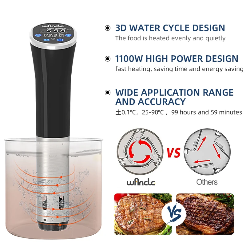 kf-S1cfeaa9f83e34cc6b1e4da94dbe9bc03P Wancle 1100W Sous Vide Cooker LCD Touch Immersion Circulator Accurate Cooking IPX7 Waterproof Vacuum Cooker with Digital Display