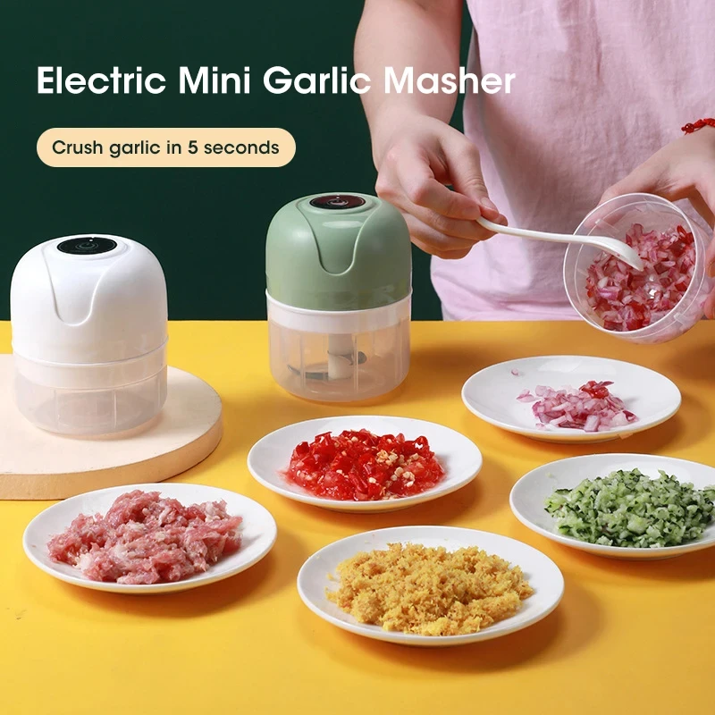 kf-S1d0d35933e19496b9702828c54289346k 250ml Garlic Masher Crusher Electric Kitchen Food Chopper USB Portable Meat Grinder Vegetable Chopper for Kitchen Gadgets