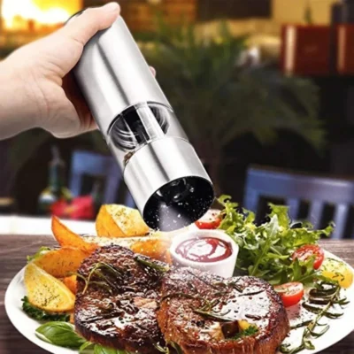 kf-S23d4543858c1414cbf7f97aeddb5e45aj Stainless Steel Electric Pepper Grinder Spices Sea Salt Kitchen Outdoor Barbecue Seasoning Coarser Adjustment Cooking Tools