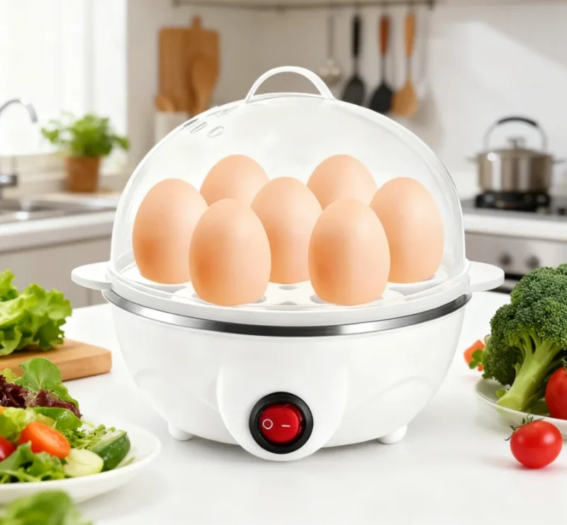 kf-S29cedf8ae0374adf96cd18ae84f43eada 1-Person Mini Egg Cooker Automatic Power off Multi-Functional Steamed Egg Boiled Egg Maker for Breakfast Home Kitchen Appliance