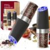 kf-S2f6cc60f713f485a881aebf9fb33a837b 1/2PCS Electric Salt And Pepper Grinder with LED Light Gravity Sensing Adjustable Spice Mills Cordless Automatic Kitchen Gadget