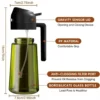 kf-S3933e29a27924d319917fcf03da71e90g 470ML Light-Blocking Dark Oil Sprayer for Cooking 2 in 1 Olive Oil Dispenser Bottle for Kitchen Dark Green Glass Oil Bottle