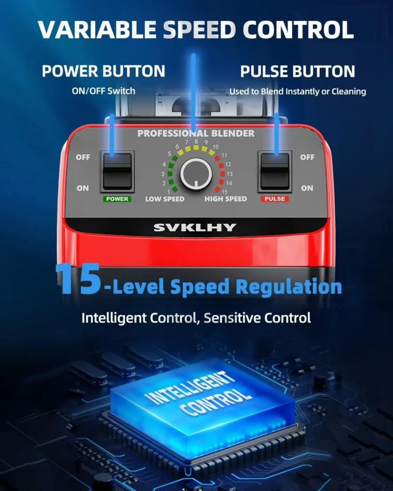 Smoothie Blender: [1600W German Motor][8-Tip Upgraded Blades][15 Speed Control] Professional Blenders for Kitchen Smoothies Juic