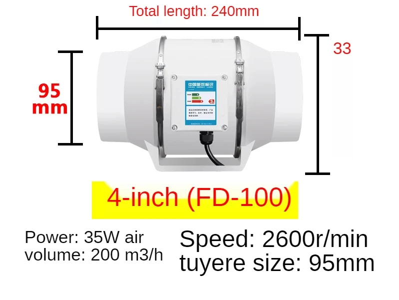 kf-S45cfcfa0f0b04b0fa5d492e2fc4ed02fO Exhaust Fan Home Mute Inline Duct Fan Bathroom Exhaust Fan Ventilation Equipment Kitchen Bathroom Wall Mounted Air Purifying Ve
