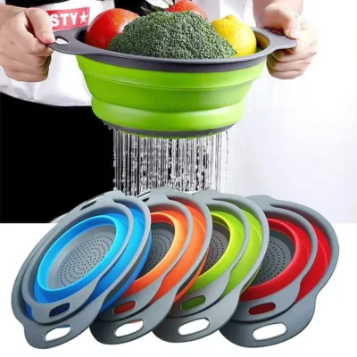kf-S47238ba8ac3148c4a61c48ea9f97d247K Silicone Folding Drain Basket Fruit Vegetable Washing Basket Foldable Strainer Colander Collapsible Drainer Kitchen Storage Tool