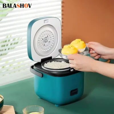 kf-S4e4c2efbf3db48f68d93efcb57e511b9W Mini Rice Cooker Automatic Household Kitchen Electric Cooking machine 1-2 People Food Warmer Steamer 1.2L Small Rice Cooker