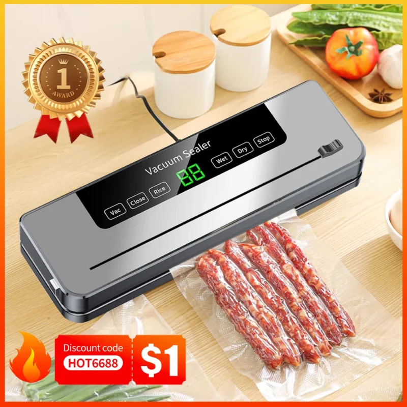 kf-S617dec0444bb450caec85b98843e65abG Electric Vacuum Sealer Food Storage Seal Touch Button Dry/Wet Built-in Cutter Kitchen Food Sealing Vacuum packaging machine