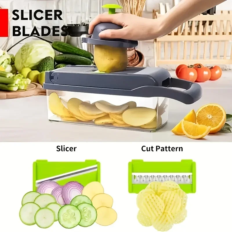 kf-S6728cda923a74ed6bd6312aa17113d5cf 14/16 in 1 Multifunctional Vegetable Chopper Onion Chopper Handle Food Grate Food Chopper Kitchen Vegetable Slicer Dicer Cut
