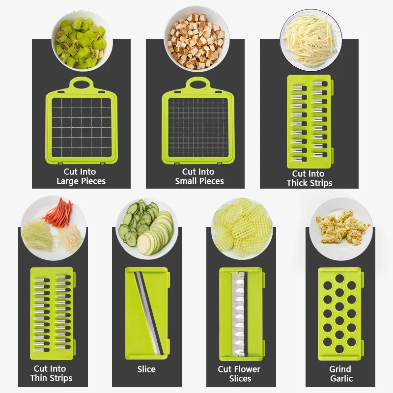 kf-S677ea9659b614218b51a687a0c162ecc0 14/16 in 1 Multifunctional Vegetable Chopper Onion Chopper Handle Food Grate Food Chopper Kitchen Vegetable Slicer Dicer Cut