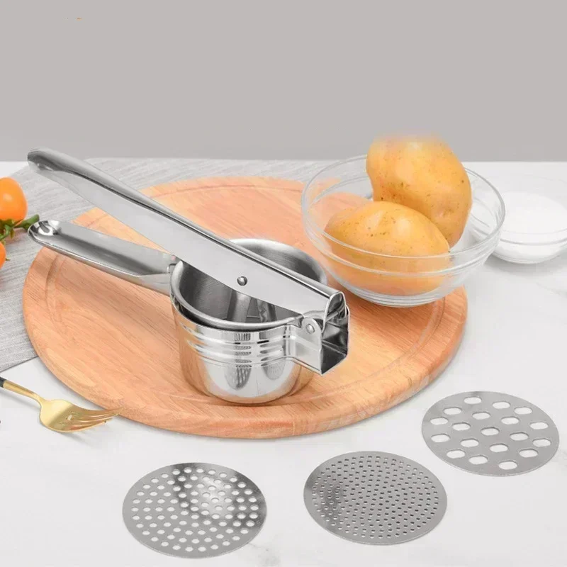 Masher RicerPress Mashed Potatoes Stainless Steel Crushing Puree Fruit Vegetable SqueezerJuicer Press Maker Kitchen Tools