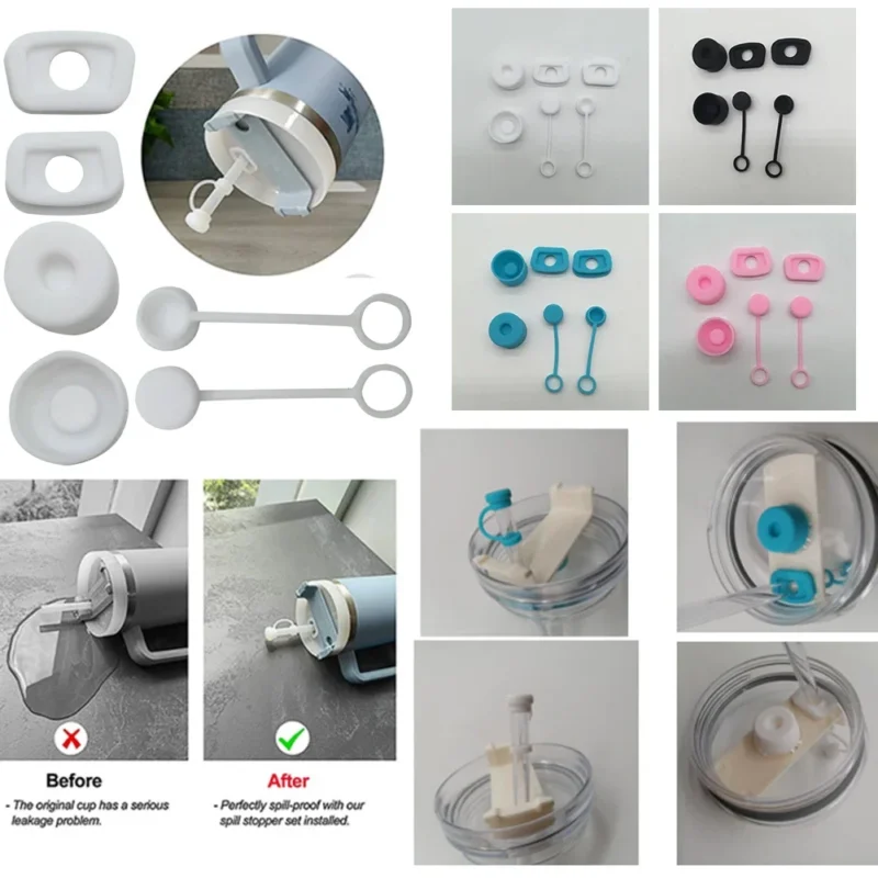 kf-S68e57c6d32c74828a405da374534483fy Silicone Spill Proof Stopper Set for Stanley Cup 1.0 2.0 40oz/ 30oz Tumbler Accessories Straw Cap Spill Stopper Leak Stopper