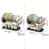 2 tier dish drying rack drain board set tableware drainer Kitchen countertop storage rack cup holder Knife and fork holder