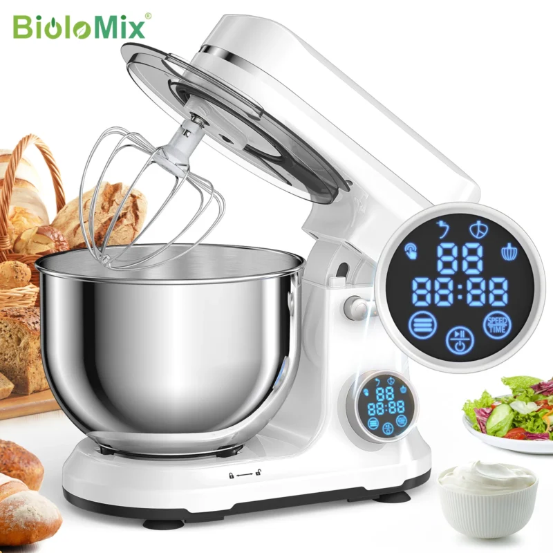 kf-S90c8ffe6e85d4e44a7d8bbb5cf03a994S BioloMix Kitchen Food Stand Mixer, 1200W 11-Speeds DC Motor, Digital OLED Screen, Electric Food Mixer with Dough Hook, Whisk