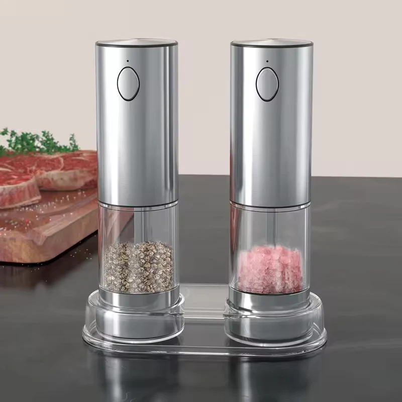 kf-S96651610496a4475b3e8b794a9dbfbecZ 1/2PCS Electric Salt And Pepper Grinder with LED Light Gravity Sensing Adjustable Spice Mills Cordless Automatic Kitchen Gadget