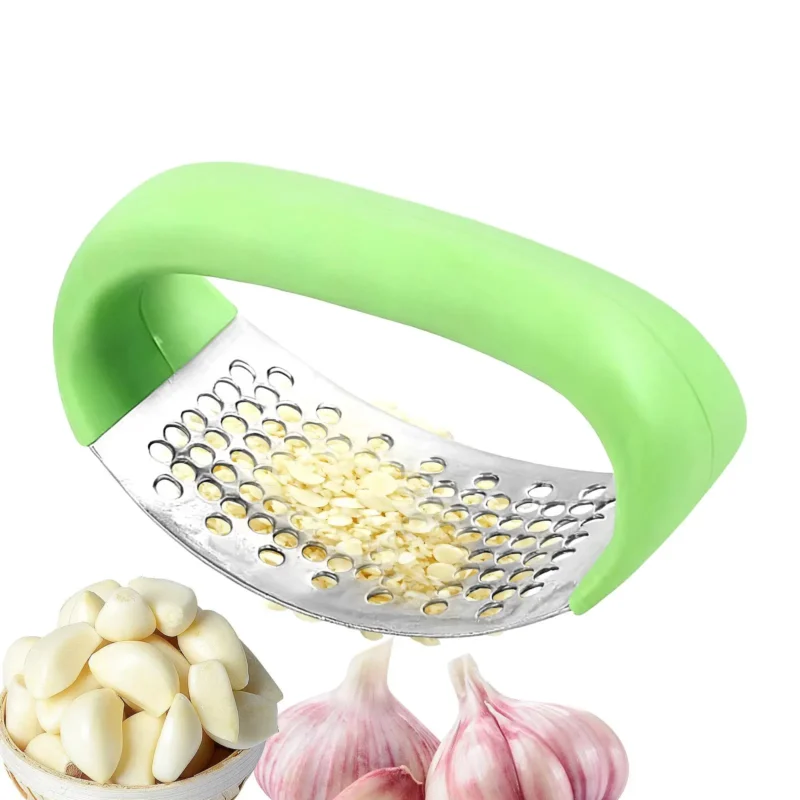 kf-S980bed070cc34876876a04d357008949t New Stainless Steel Garlic Press Heavy Duty Rust-Proof Ginger Crusher & Rocker For Kitchen, Restaurant, Home, Easy Squeeze