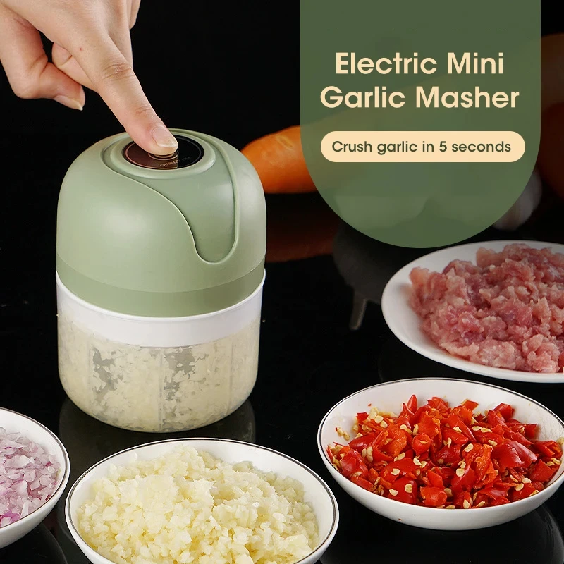 kf-S99e5b15ff0a64cedb4e35eb617e39bc1L 250ml Garlic Masher Crusher Electric Kitchen Food Chopper USB Portable Meat Grinder Vegetable Chopper for Kitchen Gadgets