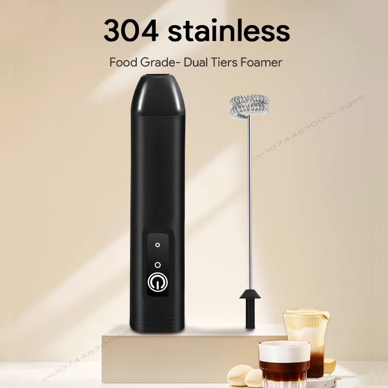 Electric Milk Frother USB Rechargeable Handheld Egg Beater 3 Speeds Foam Maker Mixer Coffee Drink Frothing Wand Foamer Kitchen