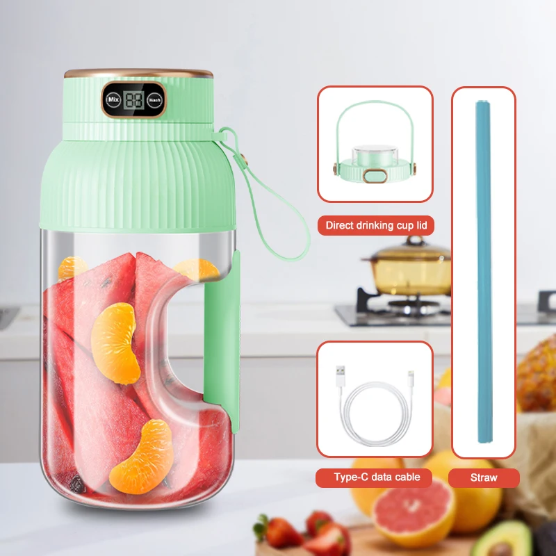 kf-S9f54357d6ec94e66826a2be4191cc6a9O 1000ML Portable Juicer Blender Fruit Juicer USB Charging Lemon Orange Fruit Juicing Cup Smoothie Blender Machine Kitchen Tools