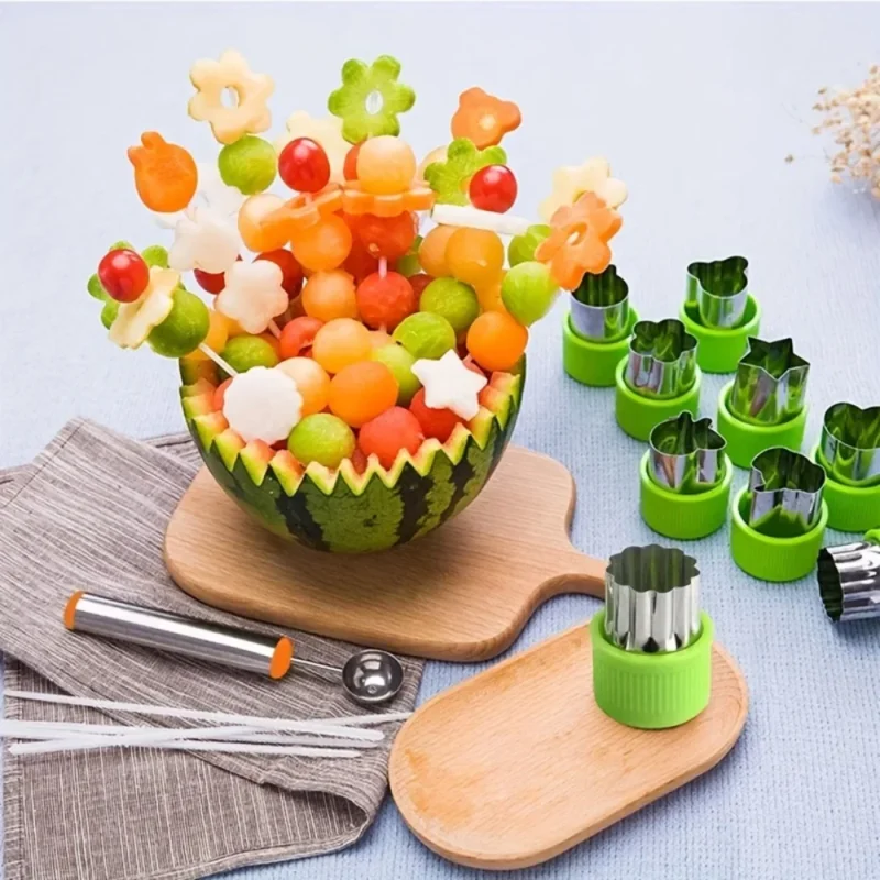 kf-Sa454c990f6e44f06862bbff2e0ea0628u 12pcs/set Vegetable Cutter Shapes Stainless Steel Cookie Cutters Fruit Stamps Cake Decorating Molds Salad Making Kitchen Tools