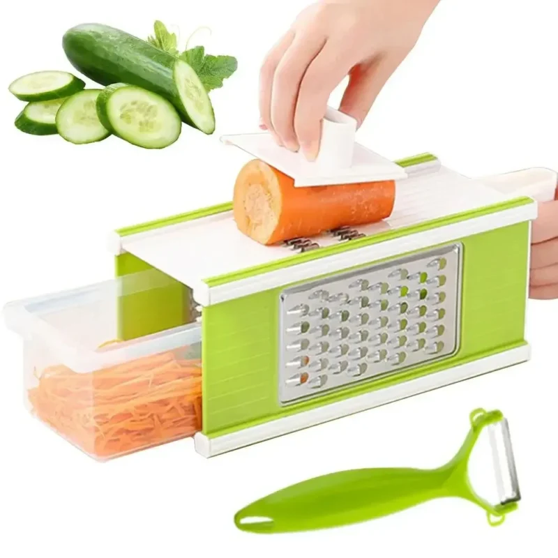 kf-Sb4e95425395c40be8295c523f53bb6c5O Multi-functional Manual Stainless Steel Vegetable Cutter Slicer Household Potato and Fruit Grater Creative Kitchen Gadgets