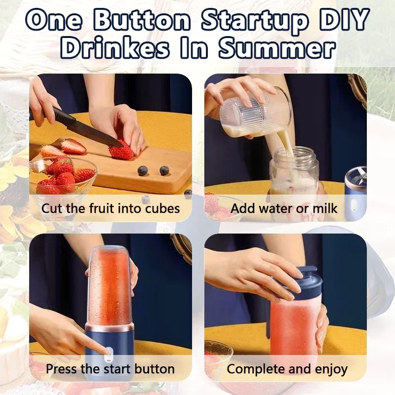 6-color 400ml portable blender, electric cup juicer, travel portable fresh juice blender, USB milkshake blender，Kitchen tools