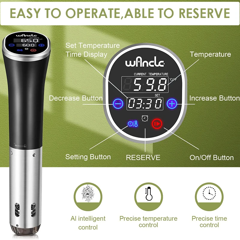 kf-Sc0b16cbf6d6c482ca8012d1c25299237a Wancle Vacuum Sous Vide Cooker IPX7 Waterproof Heater Immersion Circulator Slow Cooker with Digital Display Reservation Function