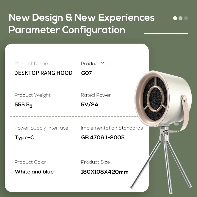 kf-Sc21dadacf7714c8e9c9996e0e1ee2d88S 2025 New Portable Exhaust Fan Small Kitchen Hood Extractor Barbecue USB Supply Desktop Range Hoods Mini Suction Cooker Hood