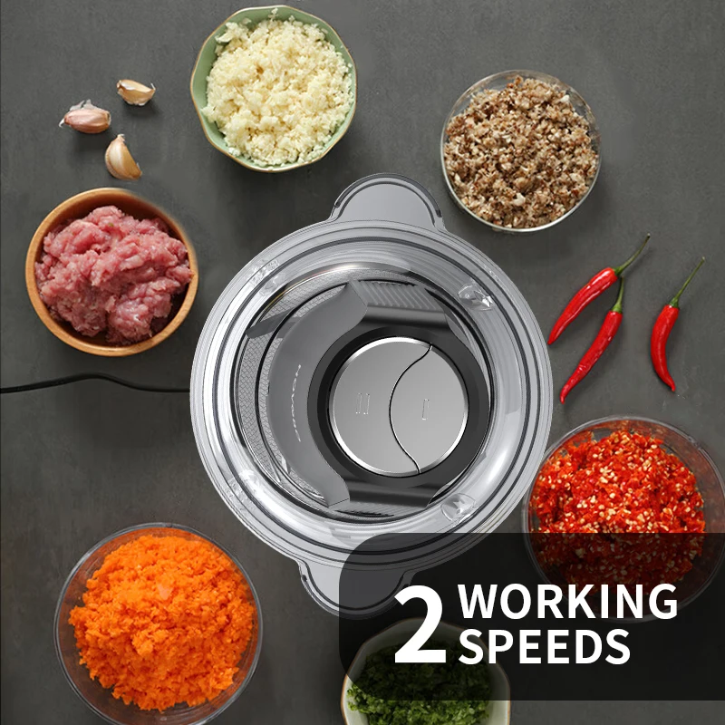 Food Processor Electric Meat Grinder 500W Food Chopper 2 Speed for Vegetable Kitchen Cutter Medium Super Chopping Grinding