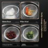Mesh Filter Sieve Stainless Steel Slotted Spoon Kitchen Set of 3 Fine Strainers Long Handle for Cooking Sifting and Frying