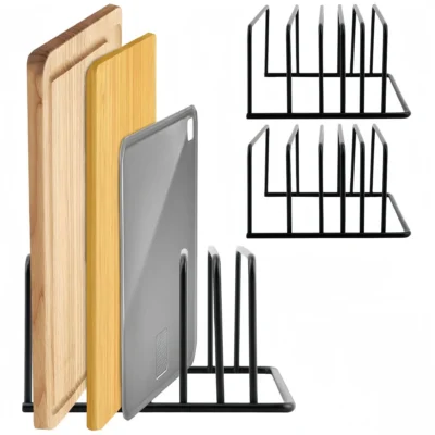 5-Tier Kitchen Cutting Board Rack, Carbon Steel Cutting Board Rack, Kitchen Pot Lid Storage Rack - Kitchen Organizer And Storage