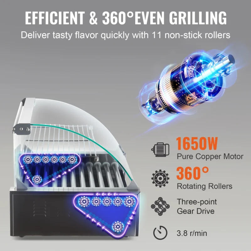 SucceBuy 5/7/11 Rods Commercial Hot Dog Roller Electric Sausage Maker Barbecue Grill Machine for Camping Party Home Appliance