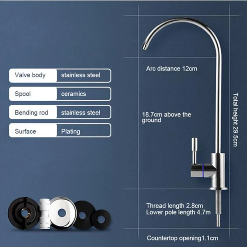 kf-Se3be9d3fc0f6485082e485e506f5eee3a Water Filter Purifier Faucet, Lead-Free Filtered Faucet Fits Reverse Osmosis Units or Water Filtration System Kitchen RO Faucet