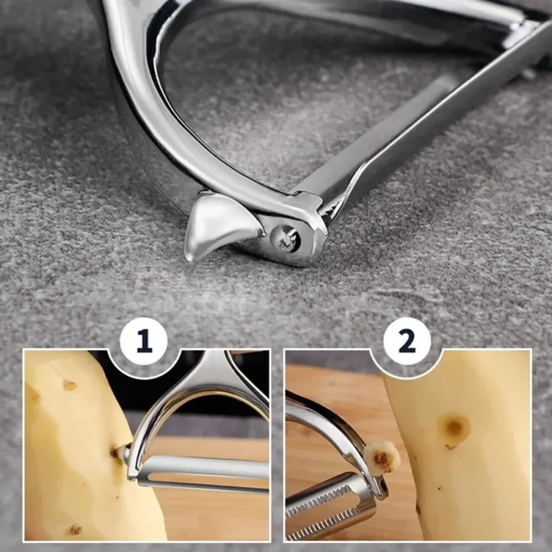 kf-Se7e436c85eba4e9ba40f231b4be9af52s Two-piece Stainless Steel Peeler Zinc Alloy Blade Multifunctional Vegetables and Fruits Peeling Knife Household Kitchen Tools
