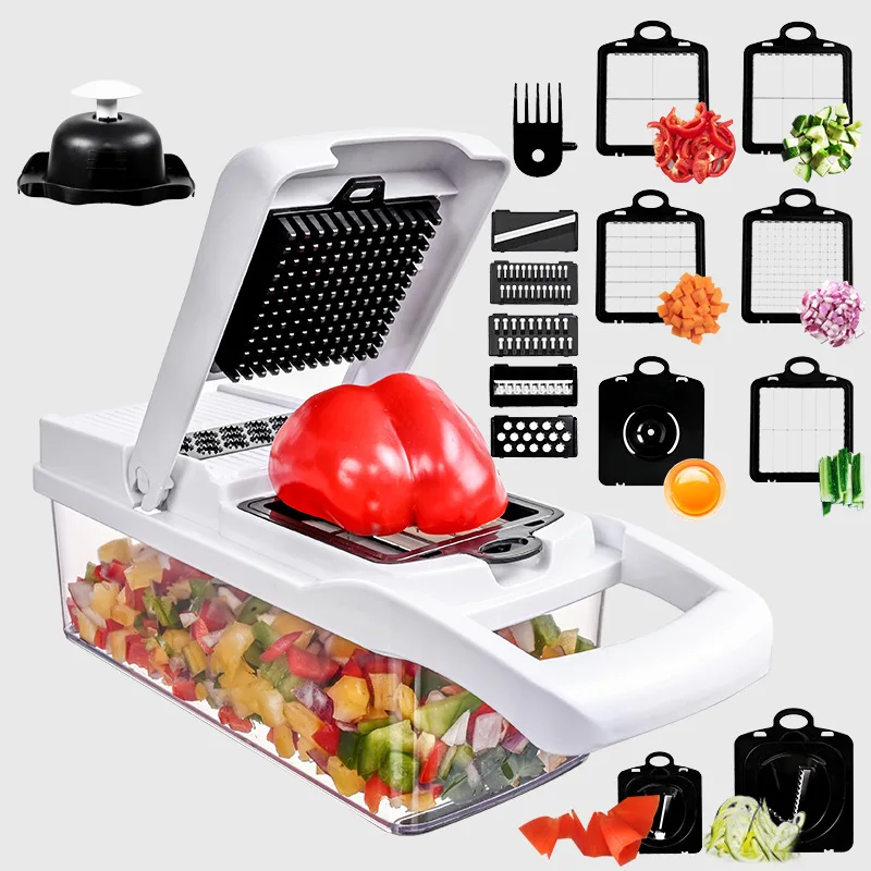 kf-Sf8fee376ac954397b00408cf174a47d56 Vegetable Cutter Multifunctional Kitchen Tool, 5-in-1 Food Chopper for Tomato Carrot Cheese Onion, Handheld Slicer Dicer Grater