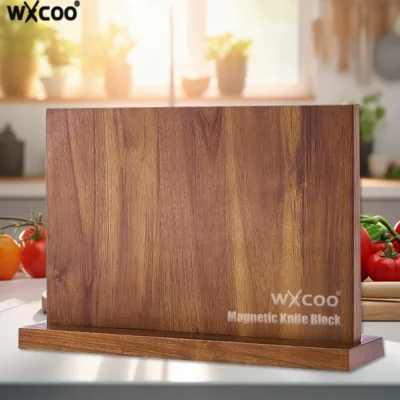 Long Magnetic Knife Block Acacia Wooden Kitchen Knife Holder Kitchen Counter Strong Enhanced Magnets Stands Storage Knife Holder